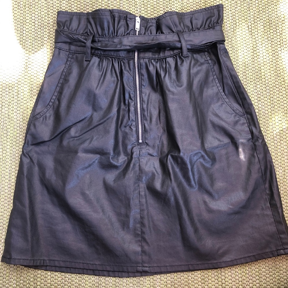 7 for all mankind high waisted faux leather skirt